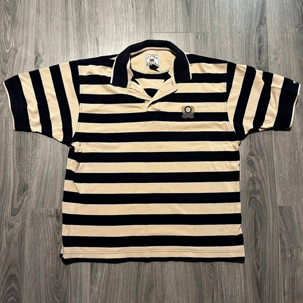 Vintage 90s Cutter & Buck Men's XL Striped Rugby Polo Made in USA